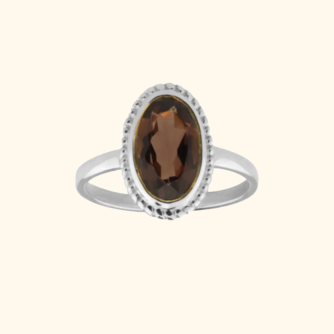 Vintage Luna Smoky Quartz ring silver